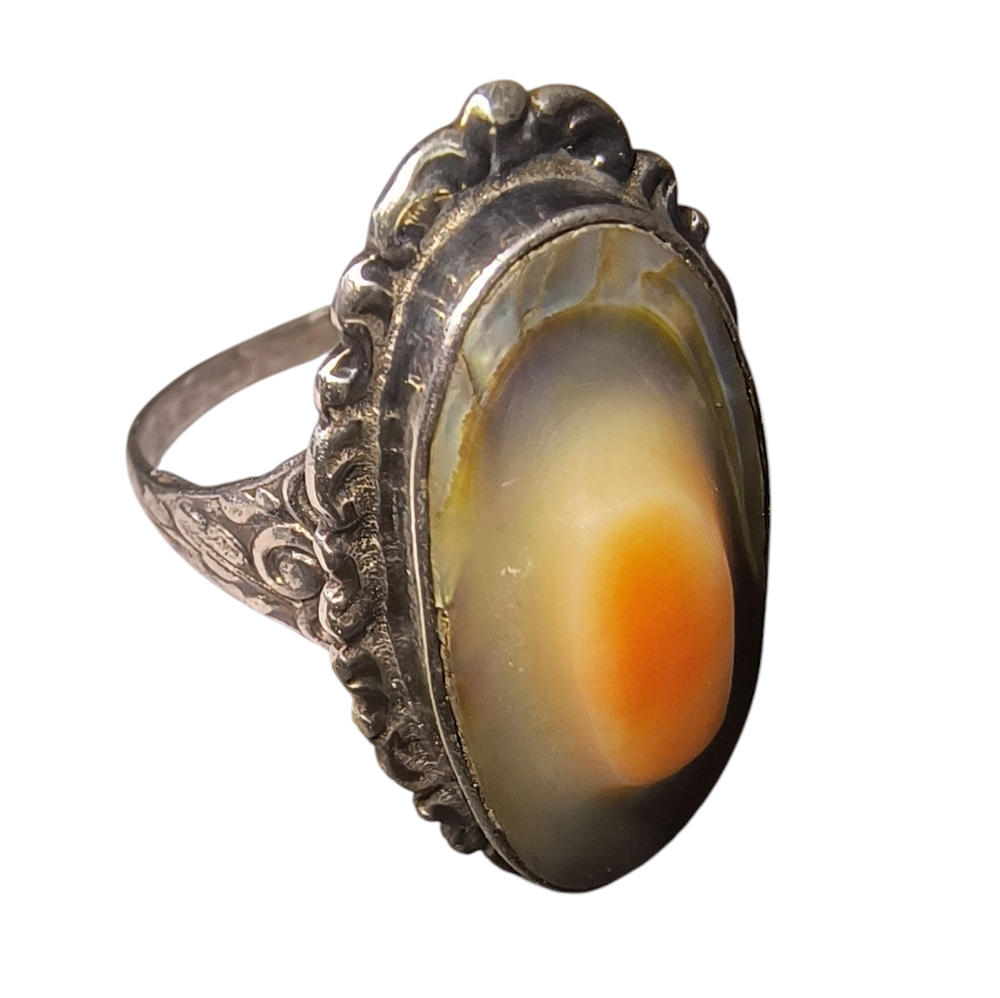 Vintage Abalone MOP Shell Blister Pearl Elongated Ring - Picture 3 of 10